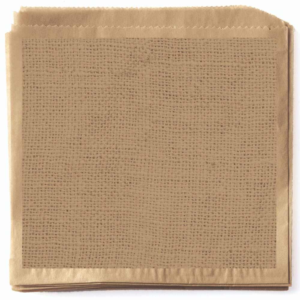 GET P-BUR-77-BR Food-Safe Double-Open Bag / Wire Cone Basket Liner 7" x 7" - Burlap on Brown - 2,000/Case