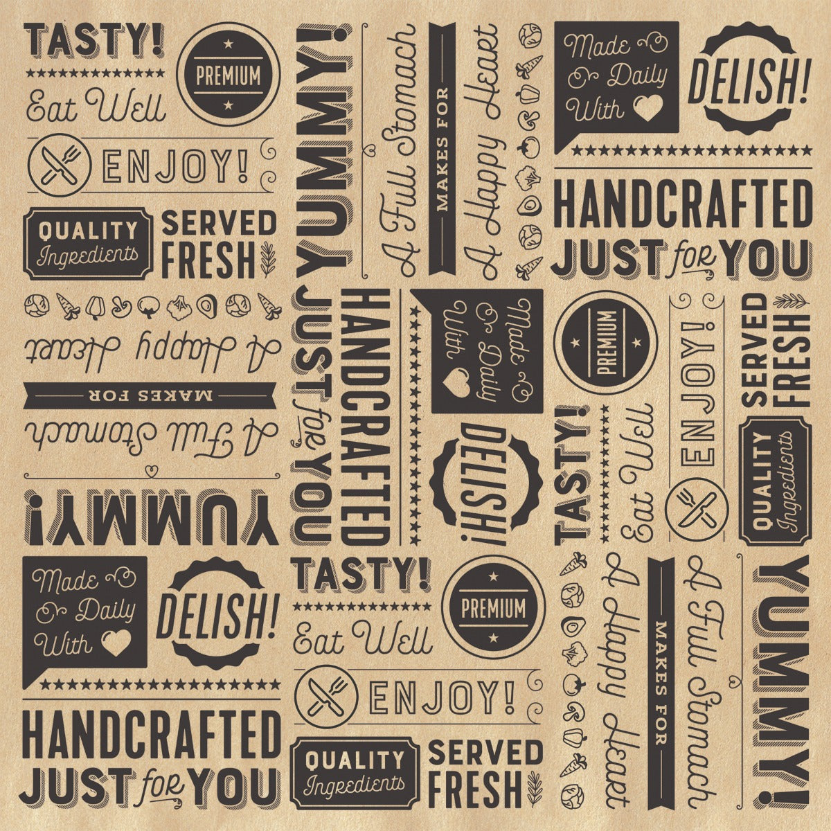 GET P-GT-1212- BR Food-Safe Sandwich/Deli Wrap Paper 12" x 12" - Brown with Wording - 1000/Case