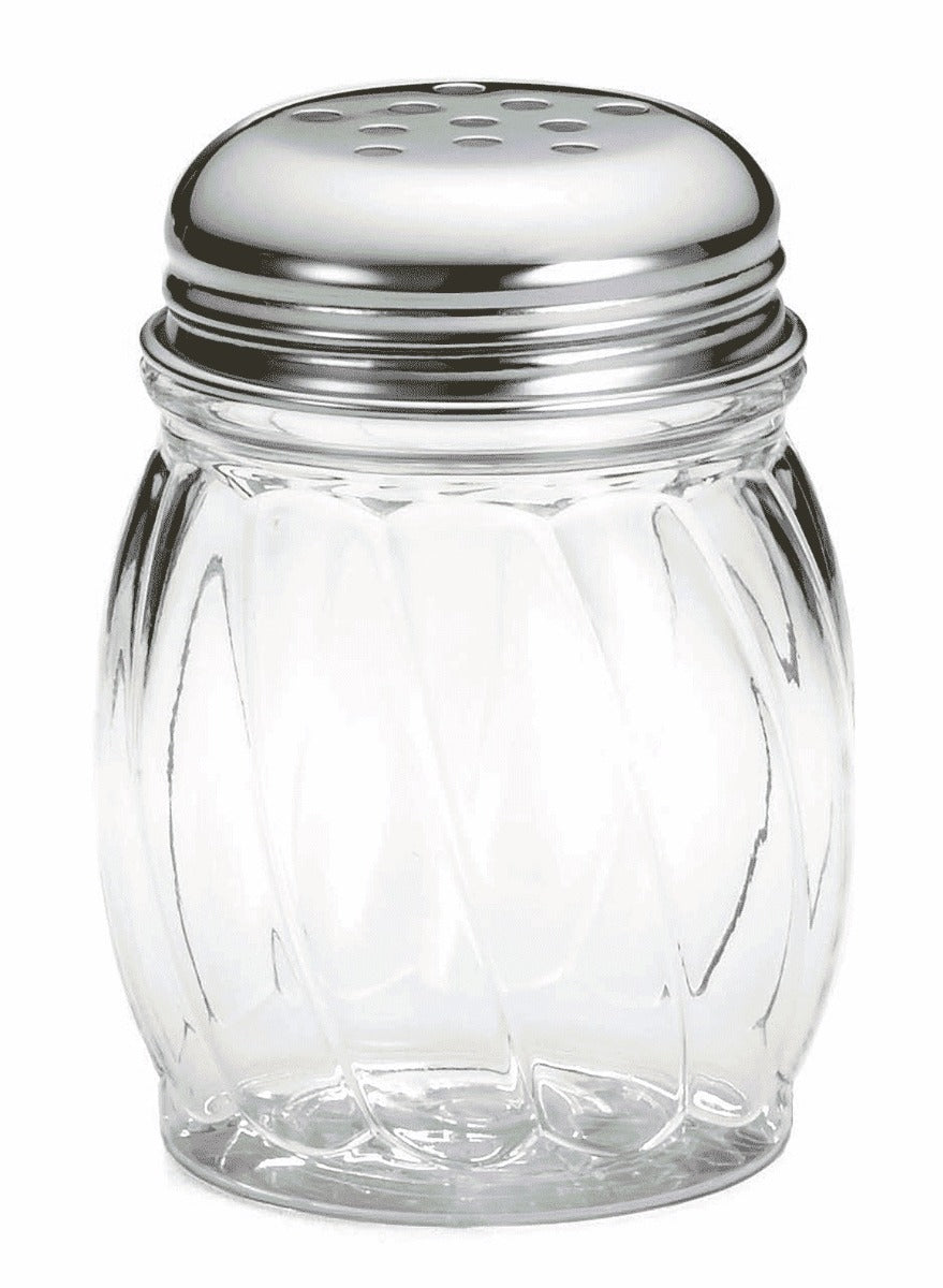 TableCraft P260 Plastic Swirl Cheese Shaker with Chrome Plated Perforated Top 6 oz. - 24/Case