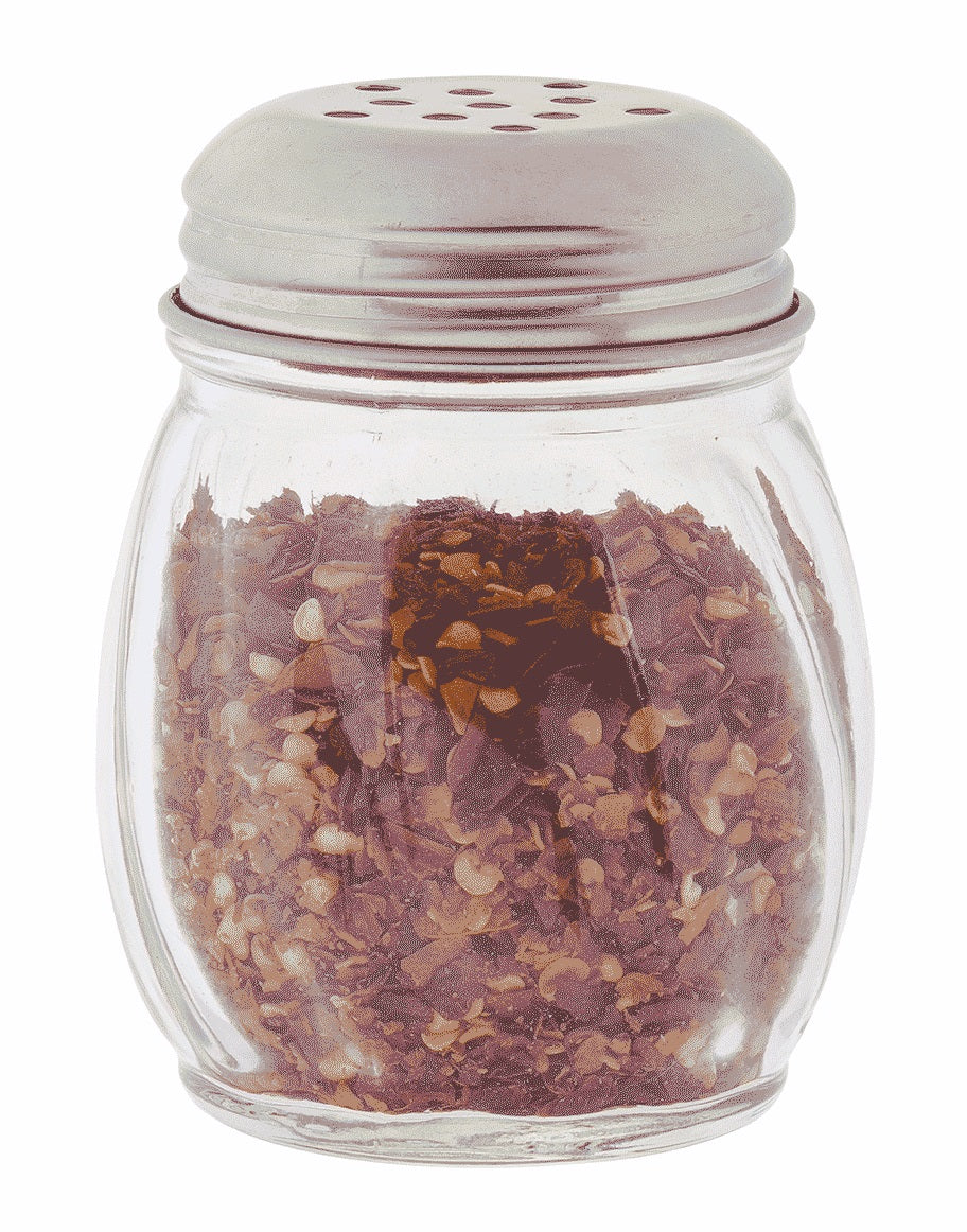 TableCraft P260 Plastic Swirl Cheese Shaker with Chrome Plated Perforated Top 6 oz. - 24/Case