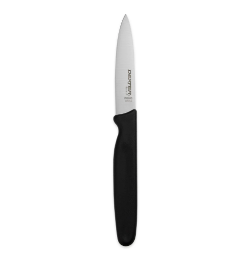 Dexter Russell P40843 3 1/4" Paring Knife w/ Polypropylene Black Handle, Carbon Steel - 24ea/Case