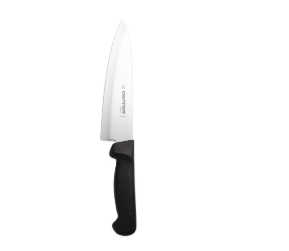 Dexter Russell P94801 8" Chef's Knife w/ Polypropylene White Handle, Carbon Steel - 6ea/Case