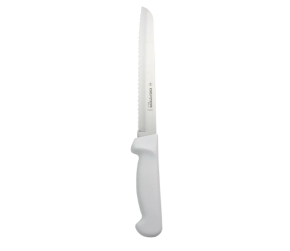 Dexter Russell P94803 8" Bread Knife w/ Polypropylene White Handle, Carbon Steel