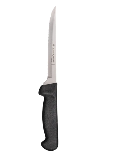 Dexter Russell P94847B 6" Utility Knife w/ Polypropylene Black Handle, Carbon Steel - 6ea/Case