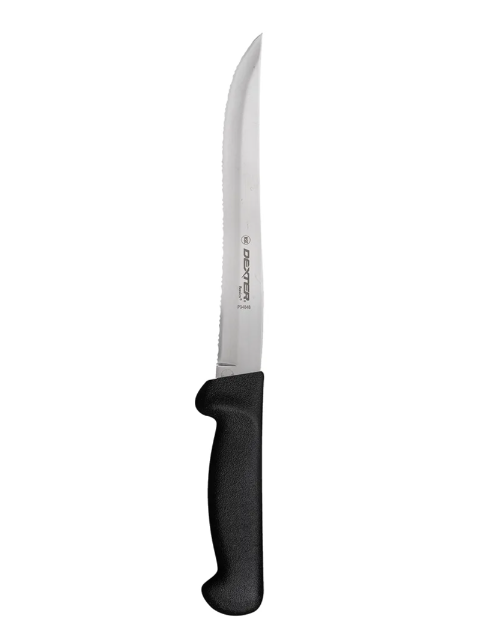 Dexter Russell P94848B 8" Utility Knife w/ Polypropylene Black Handle, Carbon Steel - 6ea/Case