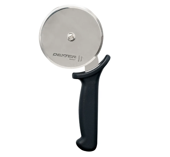 Dexter Russell P94ZZA-4 4" Pizza Cutter w/ Black Plastic Handle, Carbon Steel - 12ea/Case