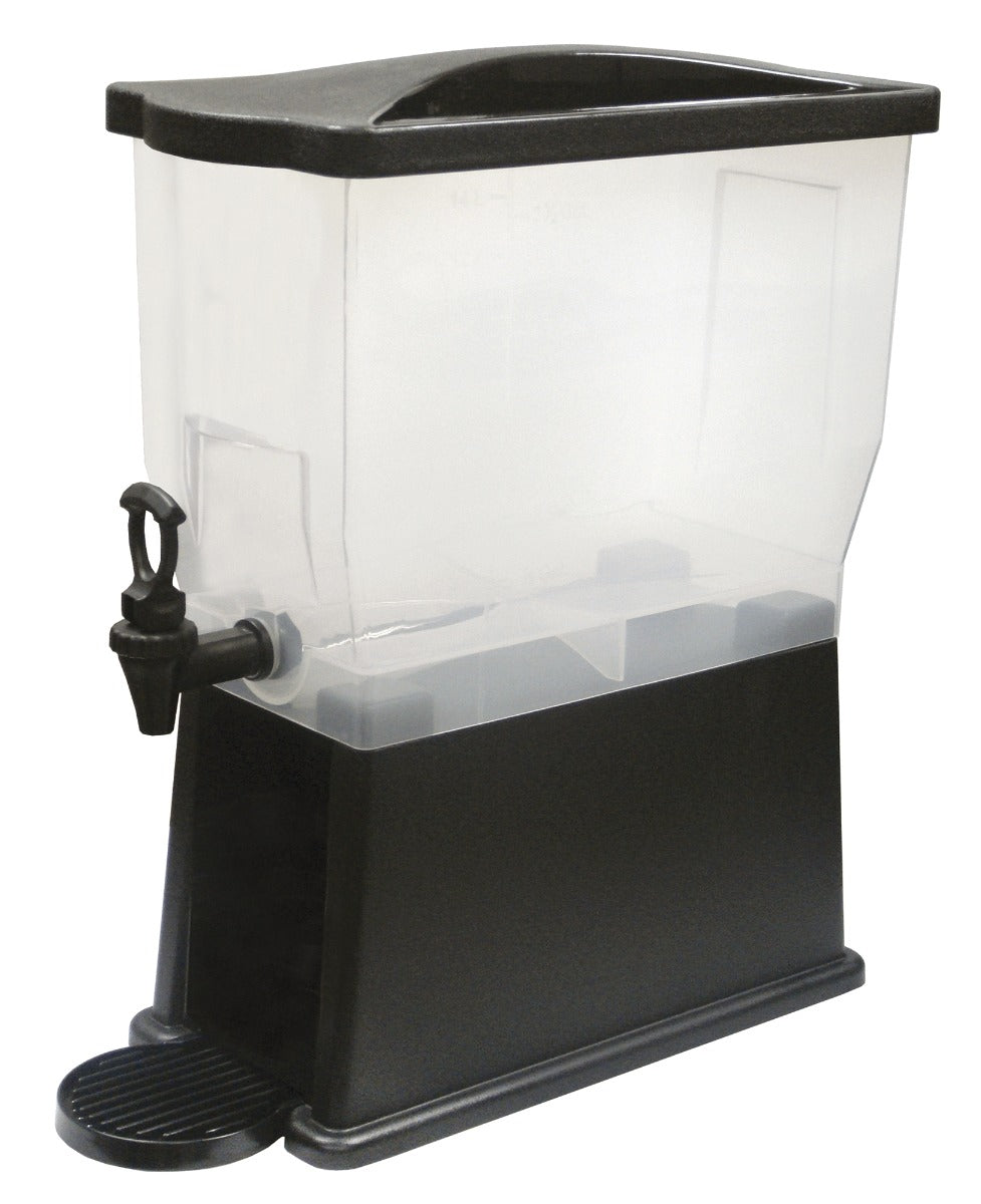 Winco PBD-3 Plastic Slim Rectangular Non-Insulted Beverage Dispenser with Single Translucent Bowl, Black Base and Dripless Faucet 3 gal.