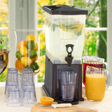 Winco PBD-3 Plastic Slim Rectangular Non-Insulted Beverage Dispenser with Single Translucent Bowl, Black Base and Dripless Faucet 3 gal.