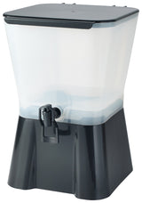 Winco PBD-3SK Plastic Square Non-Insulted Beverage Dispenser with Single Translucent Bowl, Black Base and Hands-Free Faucet 3 gal. - 4/Case