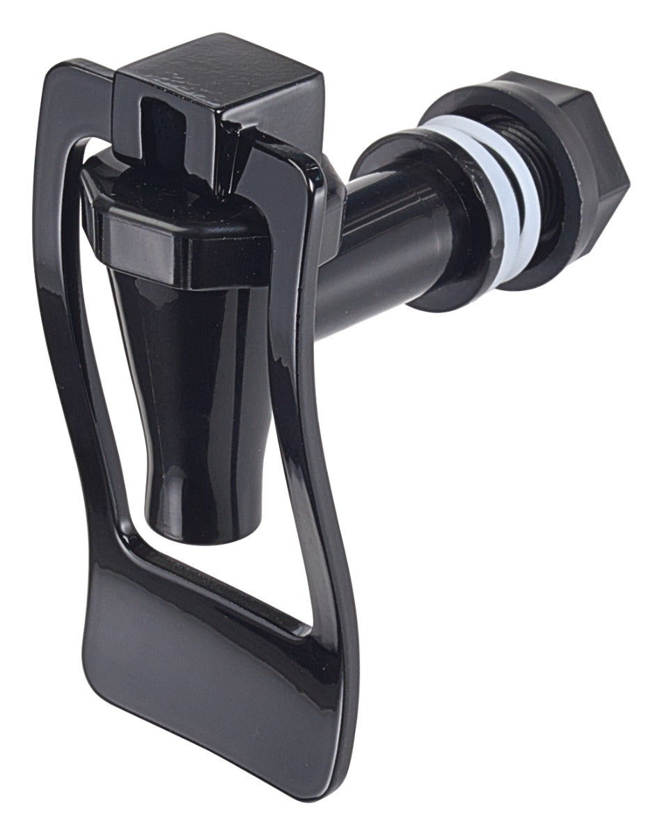 Winco PBD-3SK Plastic Square Non-Insulted Beverage Dispenser with Single Translucent Bowl, Black Base and Hands-Free Faucet 3 gal. - 4/Case