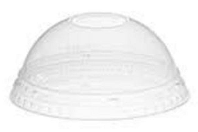 Amhil ADL924 Clear Plastic Double Fit Dome Lid with 1" Hole - Fits 16 oz. and 20 oz. Clear Cups - 1000/Case
