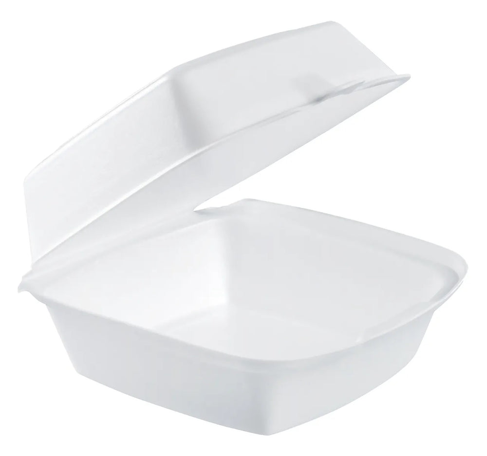 Dart 60HT1 Carryout Hinged Foam Food Container 6" x 6" (Case of 500) Disposable Containers