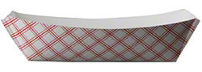 Boardwalk BWK30LAG100 Red/White Paper Food Boat Tray 1 lb. Capacity - 1000/Case