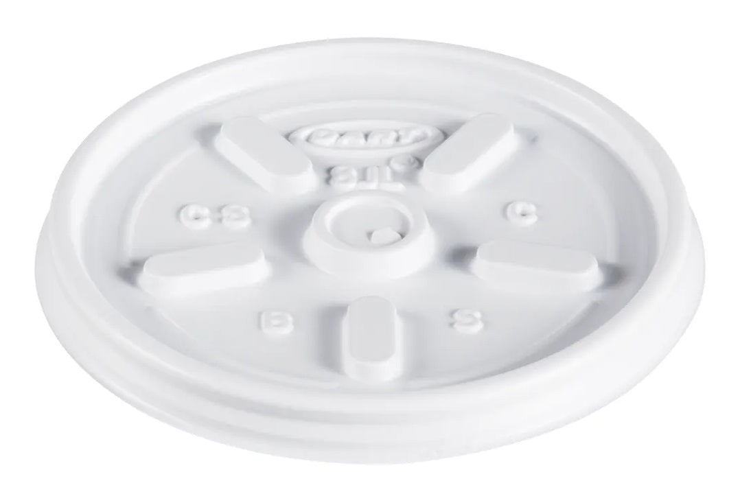 Dart Solo 8JL White Plastic Vented Flat Lid for 8 oz. Foam Cups & Containers - 1000/Case