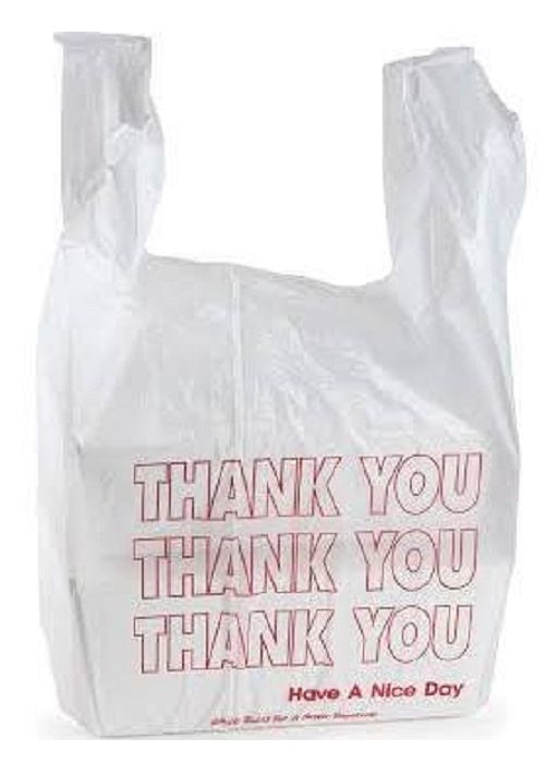 IBSTHW1VAL White Plastic 1/6 Size "Thank You" Carry Out T-Shirt Bag - 1000/Case