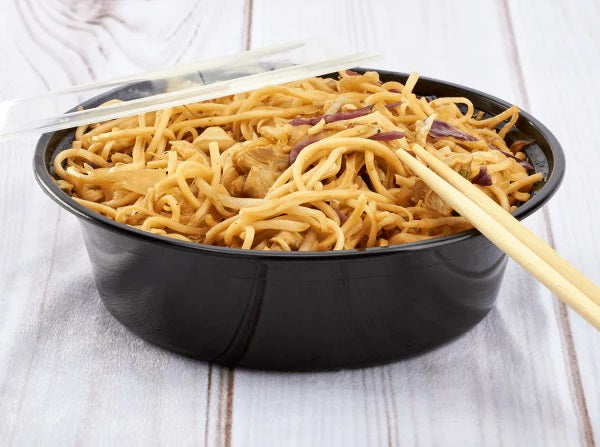 Karat IM-FC4032 Black Plastic Round Microwaveable Takeout Food Container & Clear Lid 32 oz. - 150 Sets/Case