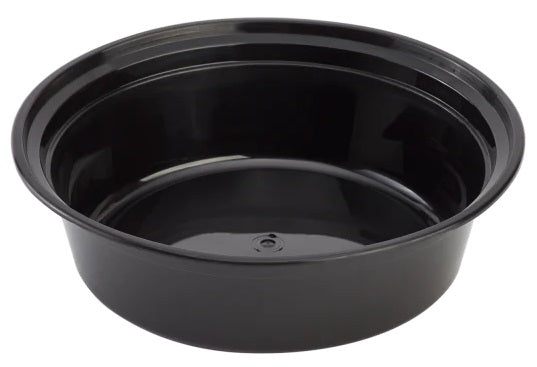 Karat IM-FC4032 Black Plastic Round Microwaveable Takeout Food Container & Clear Lid 32 oz. - 150 Sets/Case