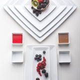 International Tableware PL-124 Chef's Palette Bright White Flat Edge Rectangle China Platter 12" x 4" - 36/Case
