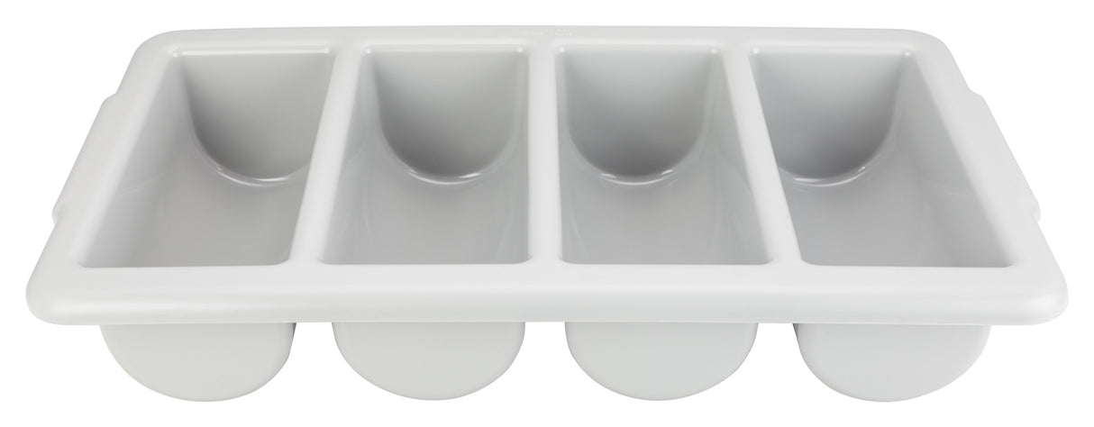 Winco PL-4B Plastic 4-Compartment Cutlery Bin - Gray - 12/Case