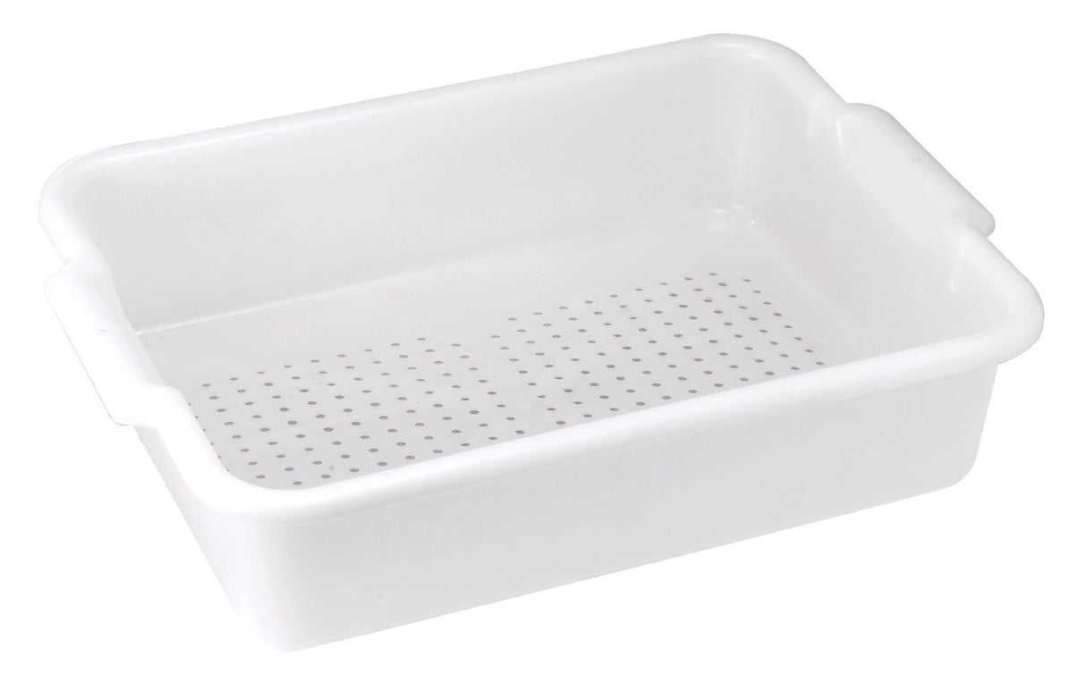 Winco PLP-5W Heavyweight Polypropylene Perforated Dish/Bus Box / Bus Tub / Drain Box 21-1/4"L x 15-3/8"W x 4-7/8"H - White