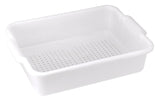 Winco PLP-5W Heavyweight Polypropylene Perforated Dish/Bus Box / Bus Tub / Drain Box 21-1/4"L x 15-3/8"W x 4-7/8"H - White