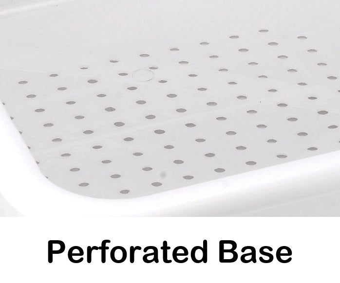 Winco PLP-5W Heavyweight Polypropylene Perforated Dish/Bus Box / Bus Tub / Drain Box 21-1/4"L x 15-3/8"W x 4-7/8"H - White