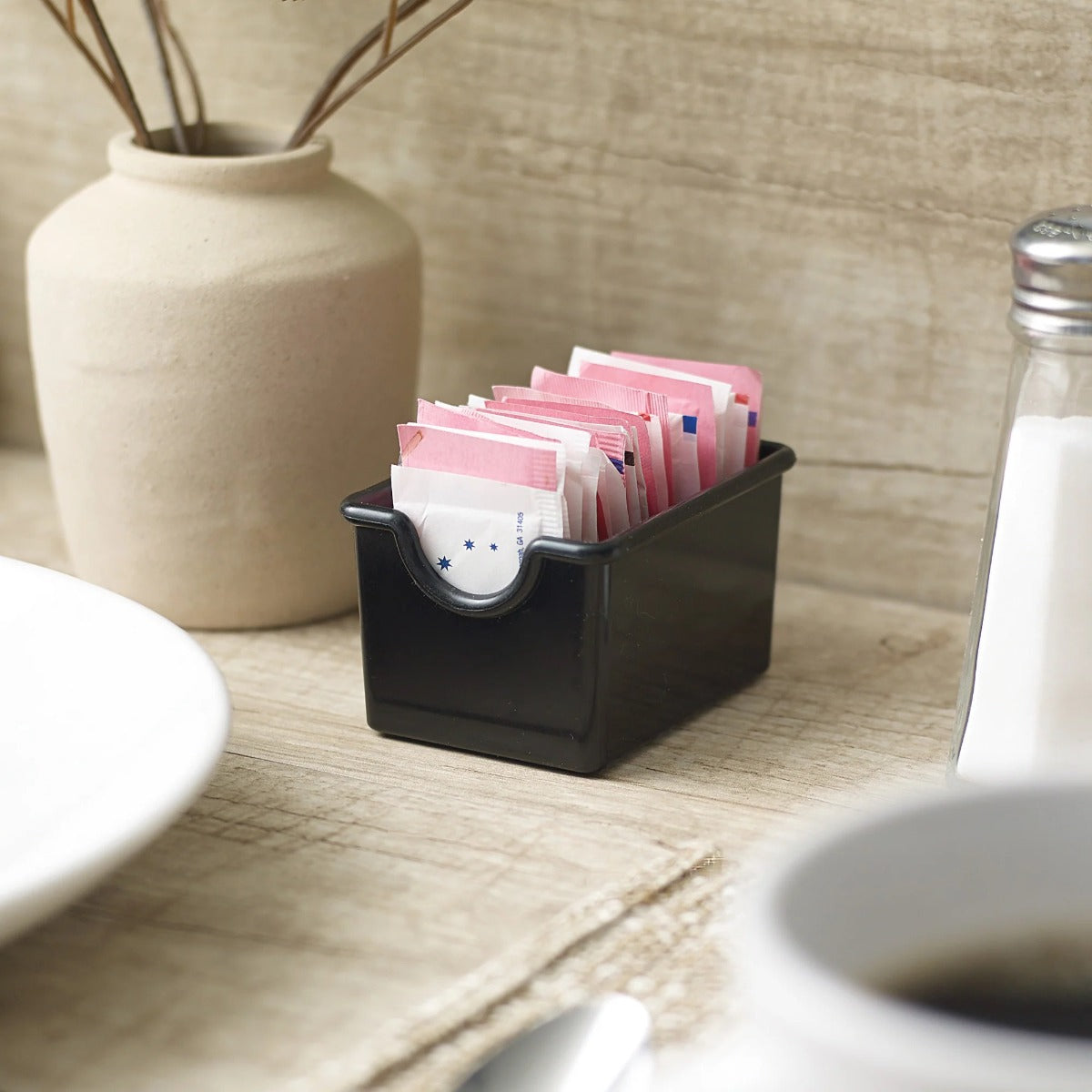 Winco PPH-1K Plastic Rectangular Sugar Packet Holder / Sugar Caddy 3-1/2" x 2-1/2" x 2"H - Black - 72/Case