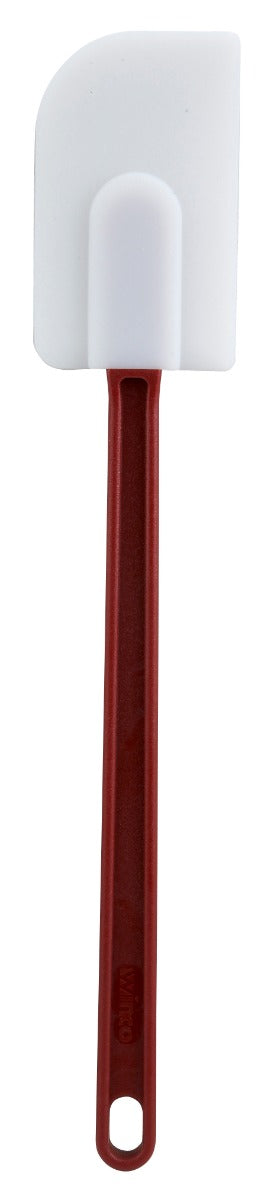 Winco PSD-16 Economy Heat-Resistant Silicone Scraper with White Flat Blade and Red Handle 16" - 120/Case