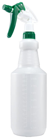 Winco PSR-9 Color-Coded Plastic Spray Bottle with Green Trigger Nozzle and Collar 28 oz. - White - 50/Case