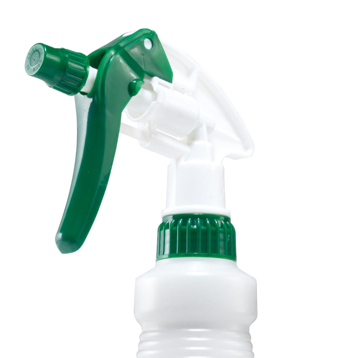 Winco PSR-9 Color-Coded Plastic Spray Bottle with Green Trigger Nozzle and Collar 28 oz. - White - 50/Case