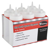 Winco PSW-16 Plastic Wide Mouth Squeeze Bottle 16 oz. - Clear - 6/Pack x 8 Packs/Case