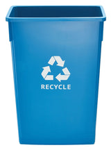 Winco PTC-23L Plastic Rectangular Slender Recycle Trash Can / Waste Container 23 gal. - Blue