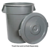 Winco PTC-44G Plastic Heavy-Duty Large Round Trash Can 44 gal. - Gray