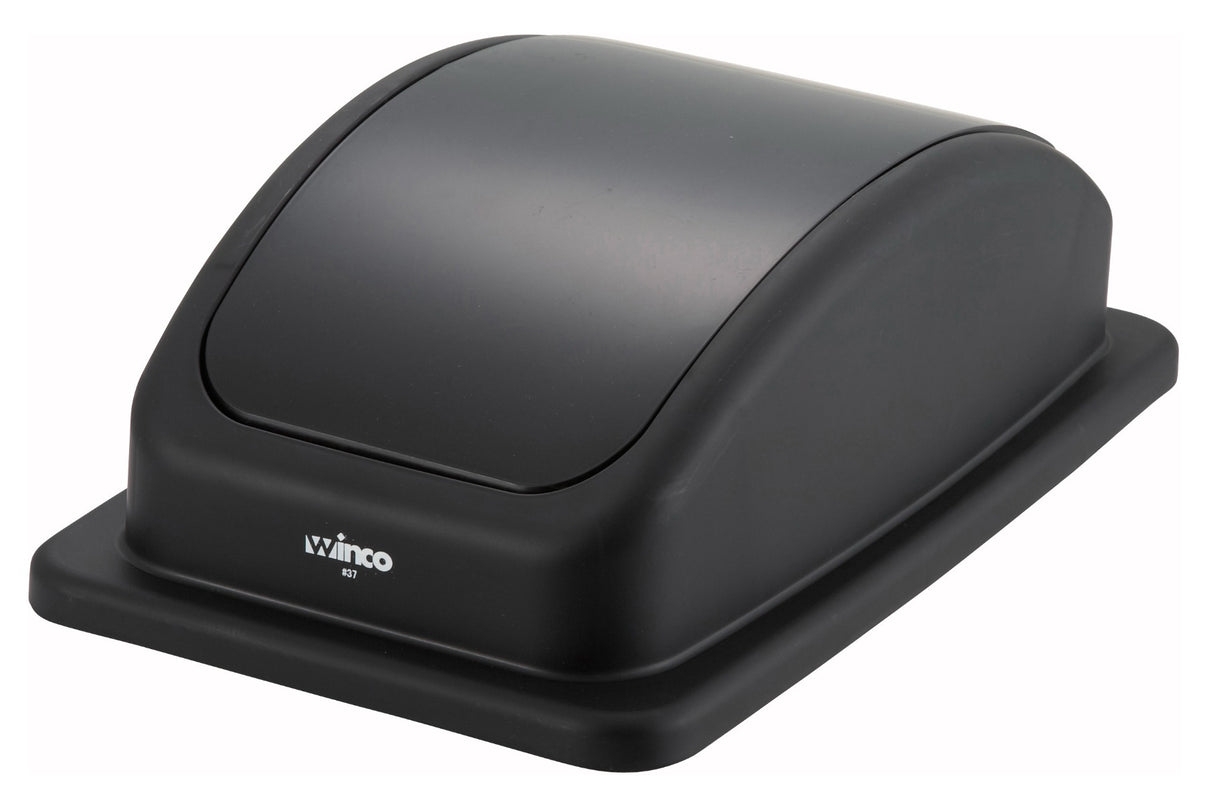 Winco PTCL-23K Plastic Rectangle Dome cover for PTC-23K Slender Trash Can - Black - 4/Case