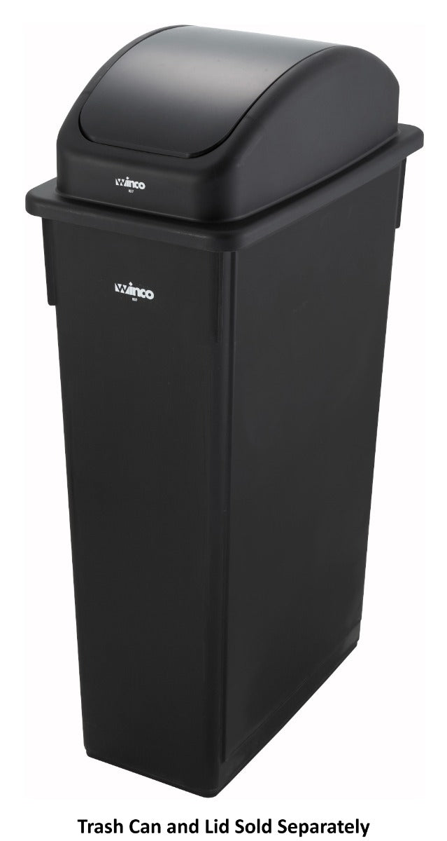Winco PTCL-23K Plastic Rectangle Dome cover for PTC-23K Slender Trash Can - Black - 4/Case