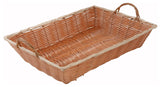 Winco PWBN-16B Polypropylene Rectangular Woven Basket with Handle 16" x 11" x 3"H - Natural - 48/Case