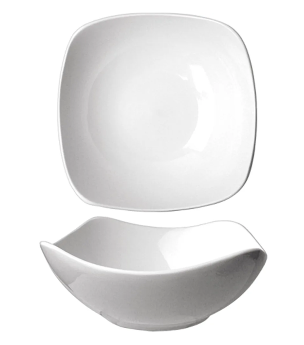 International Tableware QP-24 26 oz Square Quad Bowl - Porcelain, European White