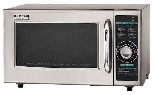 Sharp R-21LCF Stainless Steel Medium Duty Commercial Microwave Oven with Dial Control 20-1/2" - 1.0 cu. ft. - 120v