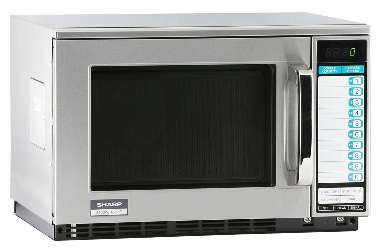 Sharp R-25JTF Stainless Steel Heavy Duty Commercial  Microwave Oven with Touch Pad Controls 20-1/8" - 0.7 cu. ft. - 230/208V, 2100W