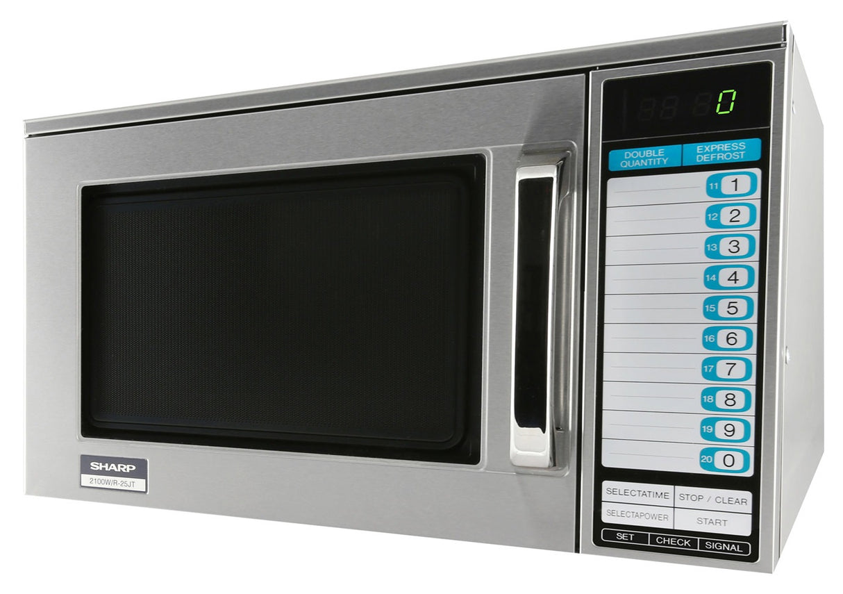 Sharp R-25JTF Stainless Steel Heavy Duty Commercial  Microwave Oven with Touch Pad Controls 20-1/8" - 0.7 cu. ft. - 230/208V, 2100W