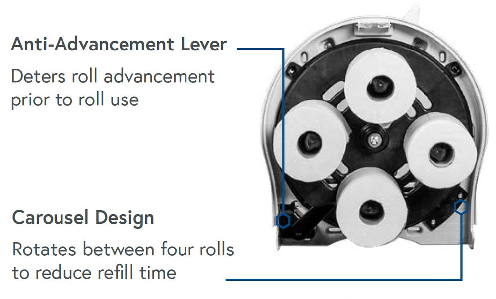 San Jamar R3900TBK Wall Mount Plastic 4-Station Carousel Tissue Dispenser - Translucent Black Pearl - Holds (4) 5" Rolls