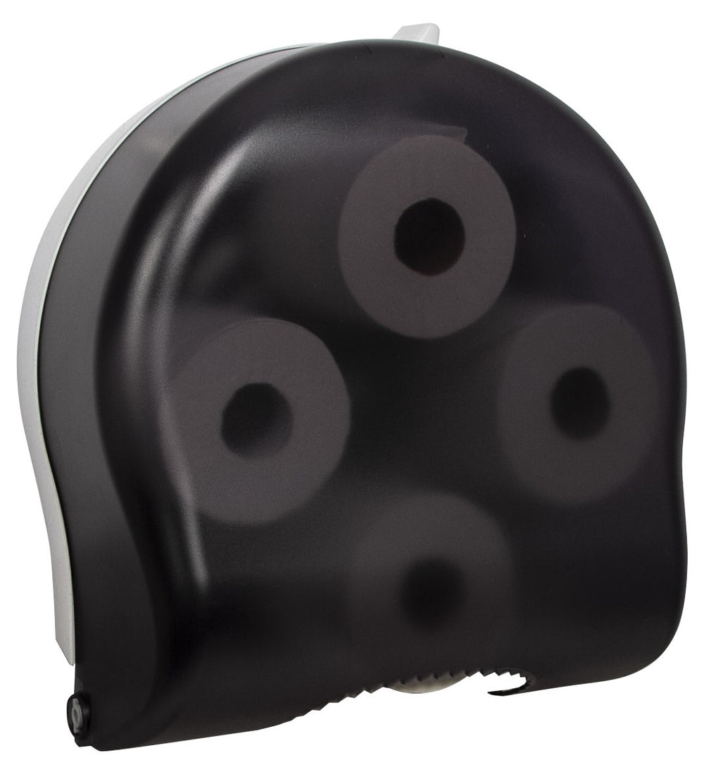 San Jamar R3900TBK Wall Mount Plastic 4-Station Carousel Tissue Dispenser - Translucent Black Pearl - Holds (4) 5" Rolls