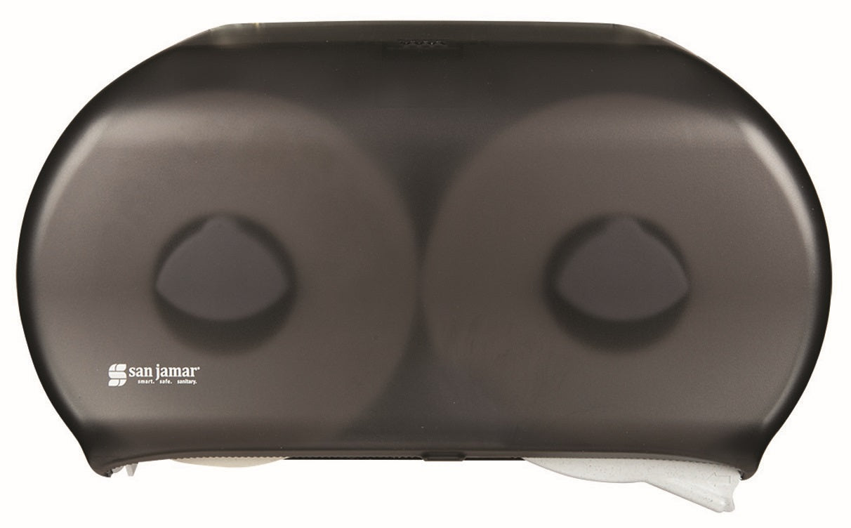 San Jamar R4000TBK Twin JBT Classic Bath Tissue Dispenser - Translucent Black Pearl - Holds (2) 9" Jumbo Rolls