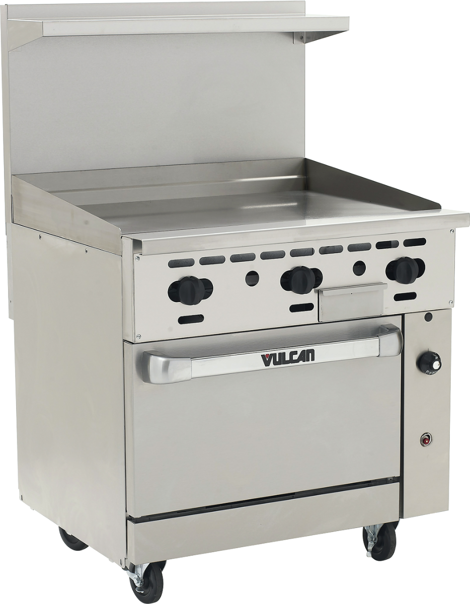 Vulcan 36S-36G Endurance Natural Gas Range w/ Manual Griddle & Standard Oven 36" - 95,000 BTU