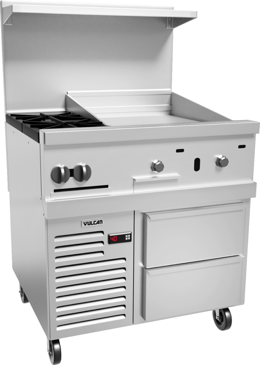 Vulcan 36S-2B24GT Endurance Natural Gas Range 2 Burner w/ 24" Thermostatic Griddle & Standard Oven 36" - 135,000 BTU