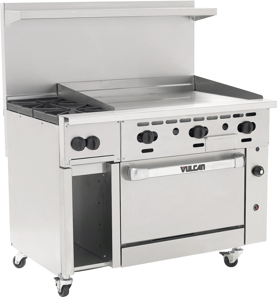 Vulcan 48S-2B36G Endurance Natural Gas Range 2 Burner w/ Manual Griddle, Standard Oven & Cabinet 48" - 1550,000 BTU