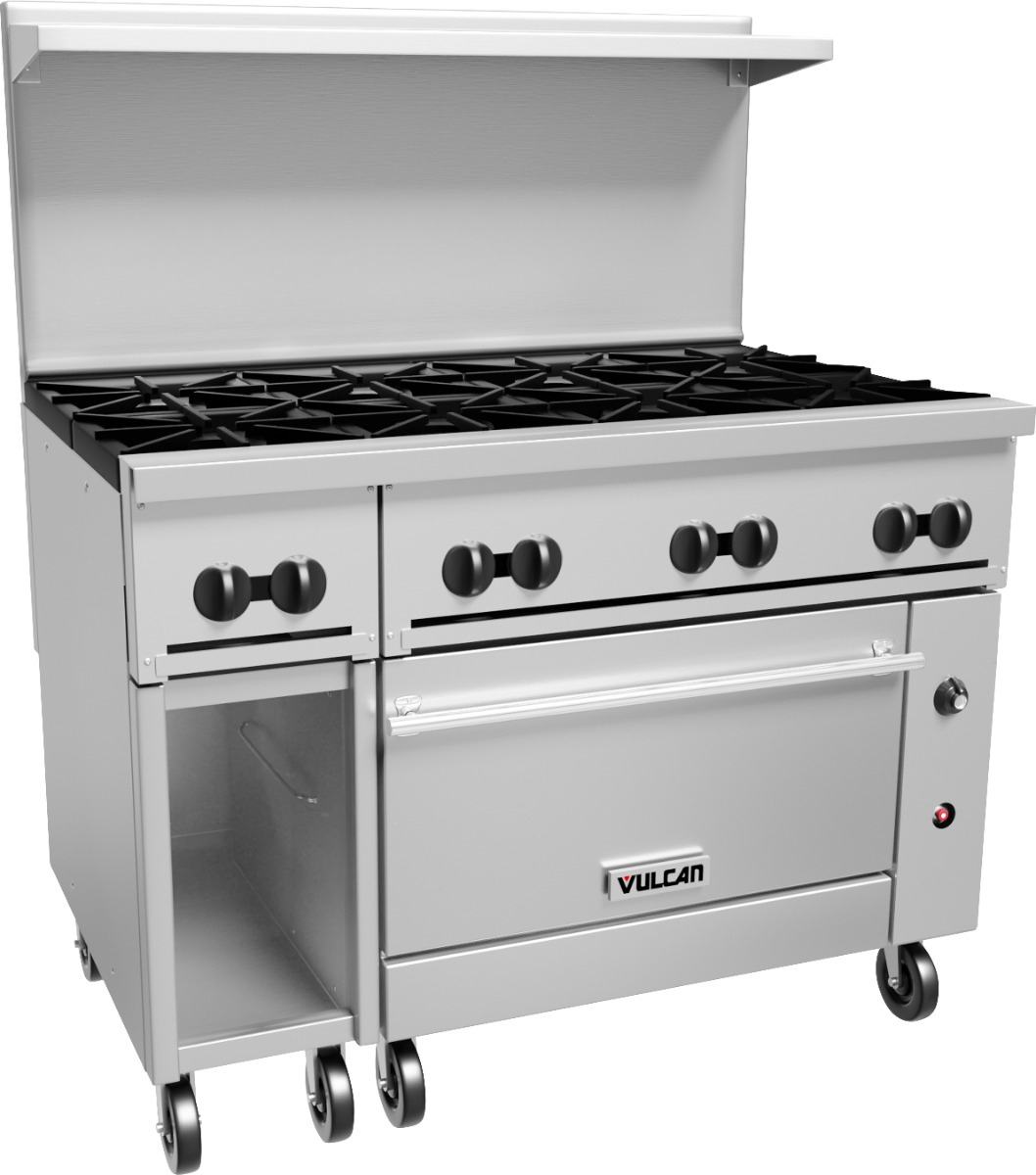 Vulcan 48S-8B Endurance Natural Gas Range 8 Burner w/ Standard Oven & Cabinet 48" - 275,000 BTU