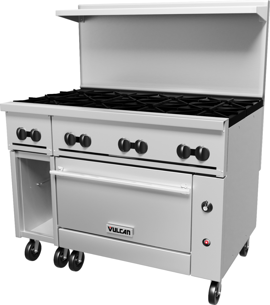 Vulcan 48S-8B Endurance Natural Gas Range 8 Burner w/ Standard Oven & Cabinet 48" - 275,000 BTU