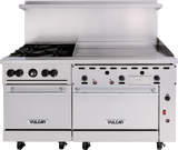 Vulcan 60SC-4B36G Endurance Natural Gas Range 4 Burner w/ Manual Griddle, Standard & Convection Oven 60" - 238,000 BTU
