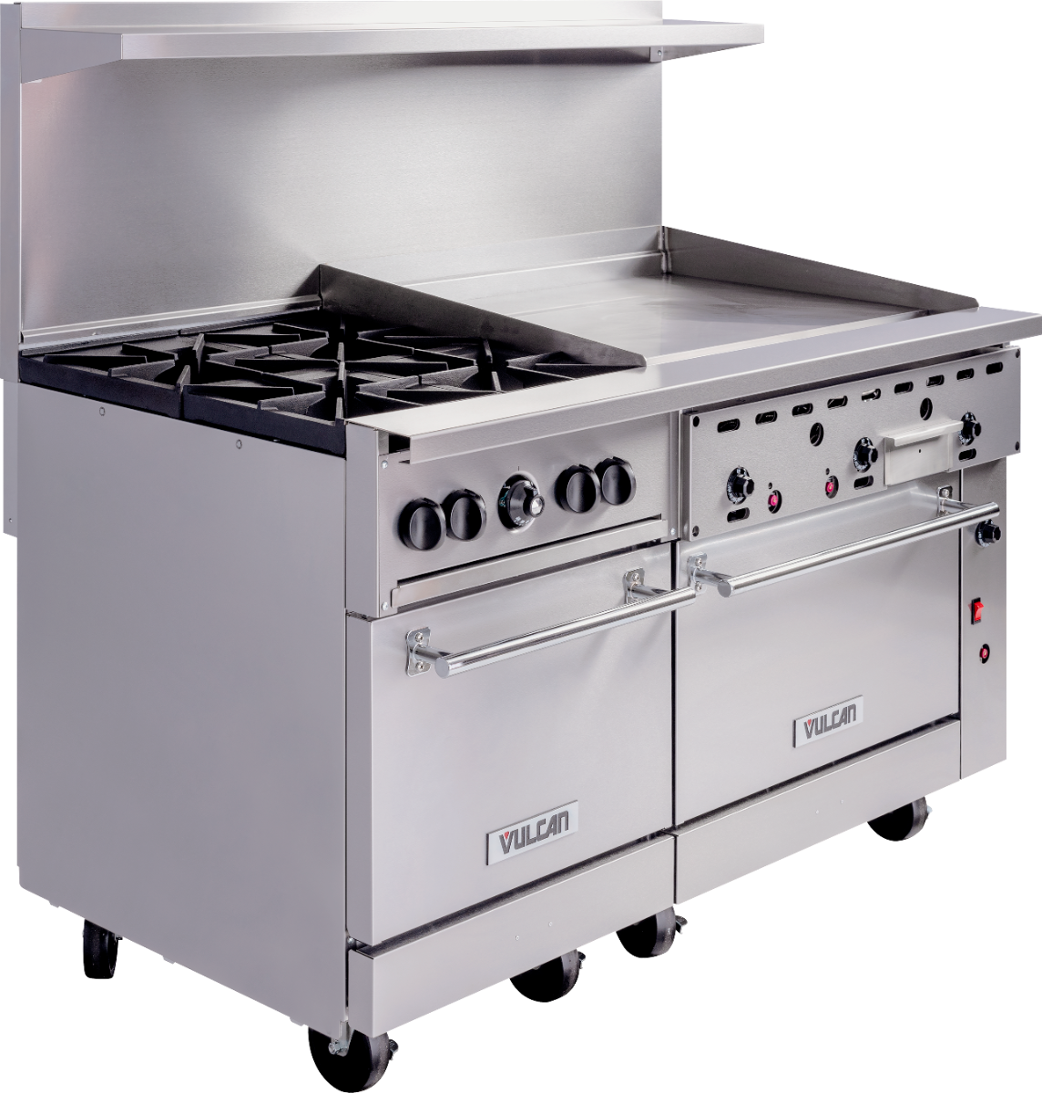 Vulcan 60SC-4B36G Endurance Natural Gas Range 4 Burner w/ Manual Griddle, Standard & Convection Oven 60" - 238,000 BTU
